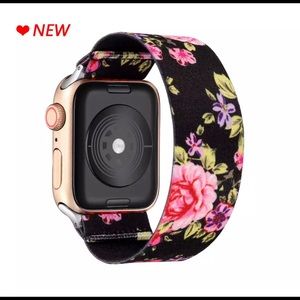 Floral print elastic cloth Apple Watch band new